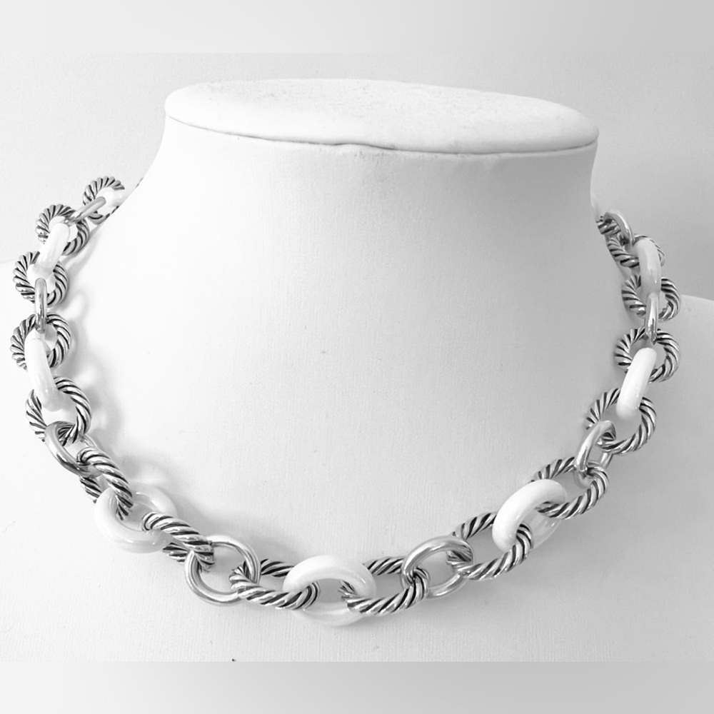 DAVID YURMAN Sterling Silver White
Ceramic Oval Link Necklace